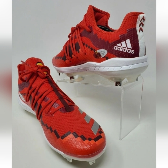 Adidas Red Icon V-8 Bit Baseball Cleats Men's Size 13 F34690 Minecraft New - Picture 6 of 12
